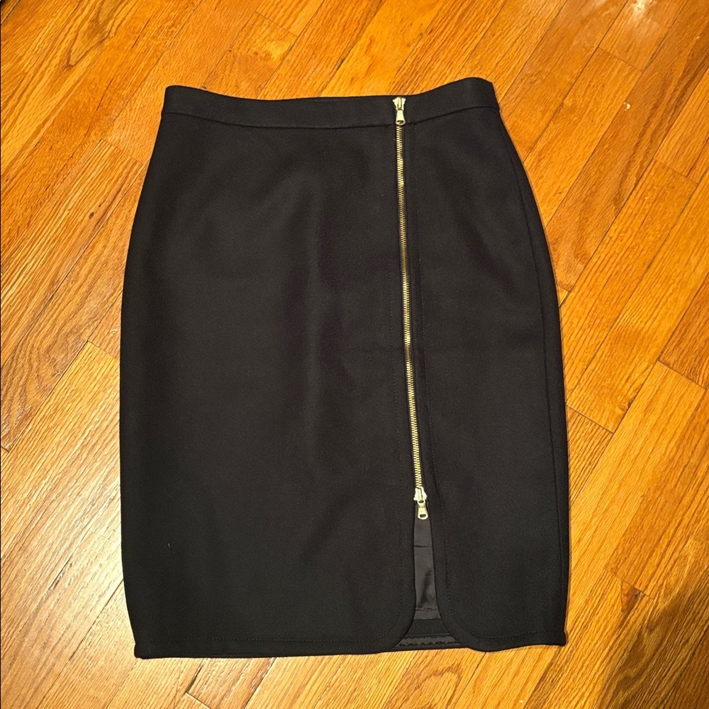 J. Crew Black Pencil Skirt with Gold Zipper 6P New